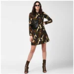 Women's Polyester Printed Roll Up Sleeve Tunic Top (Green - Black) - Image 3