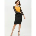 Women's Rayon Lace Inserts Long Sleeves Top (Yellow) - Image 6