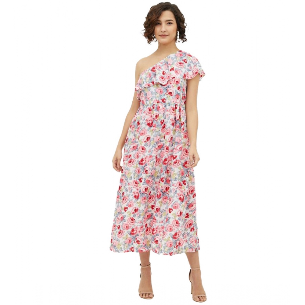 54041513736_4f2e2428d8_o_d-1000x1000-1.webp Women's Polyester Floral One Shoulder Calf-length Dress (Multicolor) - Image 1