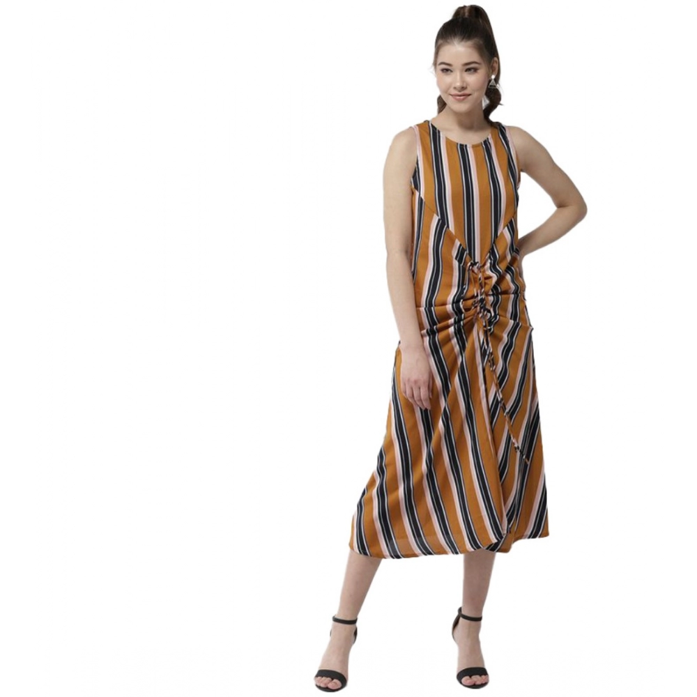 54041514021_1812d1476f_o_d-1000x1000-1.webp Women's Polyester Striped Sleeveless Below Knee Dress (Mustard) - Image 1