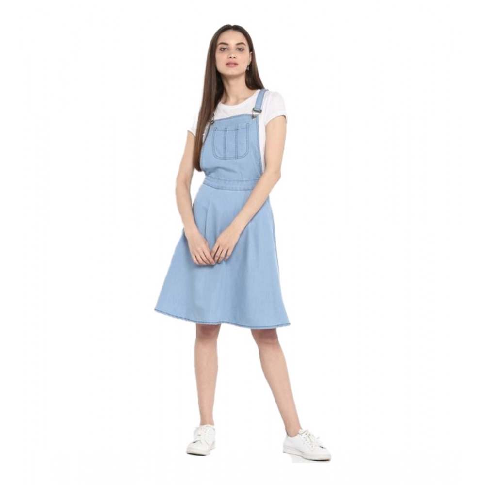 54041836259_b4e5d989ce_o_d-1000x1000-1.webp Women's Denim Solid Sleeveless Above Knee Dress (Blue) - Image 1