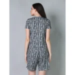 Women's Cotton Blended Printed Round Neck Half Sleeve Top - Shorts Set (Multicolor) - Image 4