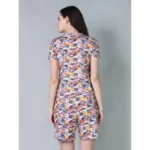 Women's Cotton Blended Printed Round Neck Half Sleeve Top - Shorts Set (Multicolor) - Image 4