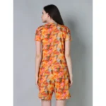 Women's Cotton Blended Printed Round Neck Half Sleeve Top - Shorts Set (Yellow) - Image 4