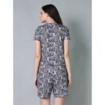 Women's Cotton Blended Printed Round Neck Half Sleeve Top - Shorts Set (Multicolor) - Image 4