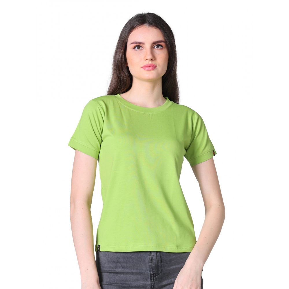 54089884096_d3cdd8ebba_o_d-1000x1000-1.webp Women's Cotton Blended Solid Round Neck Half Sleeve T-Shirt (Green) - Image 1