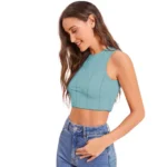 Women's Polyester Solid Sleeveless Round Neck Top (Pista) - Image 3