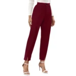 Women's Polyester Solid With Pocket Pant (Maroon) - Image 5