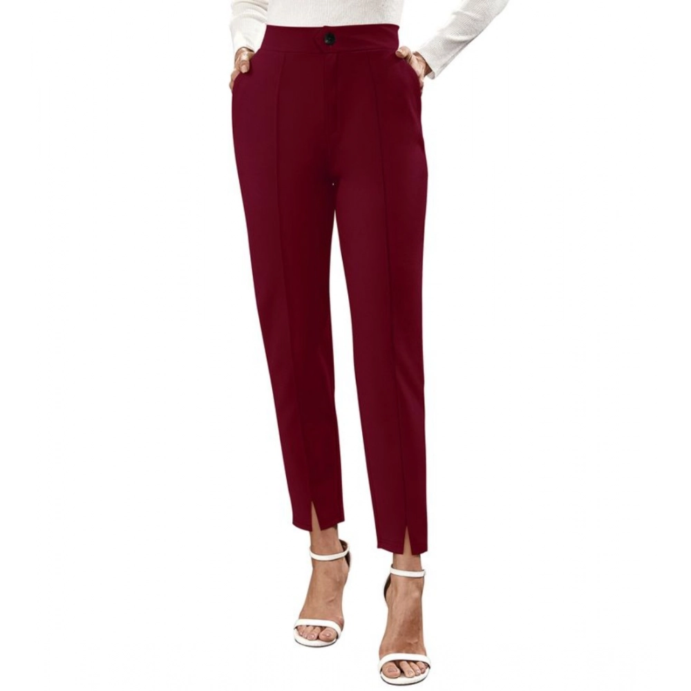 54154813283_04cb41f1a4_o_d-1000x1000-1.webp Women's Polyester Solid With Pocket Pant (Maroon) - Image 1