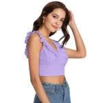 Women's Polyester Solid Sleeveless Shoulder Straps Top (Purple) - Image 5