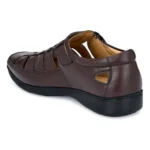 Men's Casual Faux Leather Solid Velcro Sandal (Brown) - Image 4