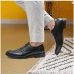 Men's Casual Faux Leather Solid Lace-Up Formal Shoes (Black) - Image 5