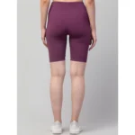 Women's Polyester Solid Above Knee High-Rise Shorts (Purple) - Image 6