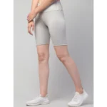 Women's Polyester Solid Above Knee High-Rise Shorts (Grey) - Image 2