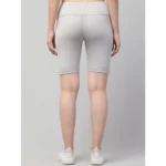 Women's Polyester Solid Above Knee High-Rise Shorts (Grey) - Image 6