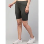 Women's Polyester Solid Above Knee High-Rise Shorts (Green) - Image 2
