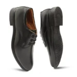 Men's Casual Faux Leather Solid Lace-Up Formal Shoes (Black) - Image 4