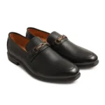 Men's Casual Faux Leather Solid Slip-on Formal Shoes (Black) - Image 4