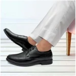 Men's Casual Faux Leather Solid Lace-Up Formal Shoes (Black) - Image 5