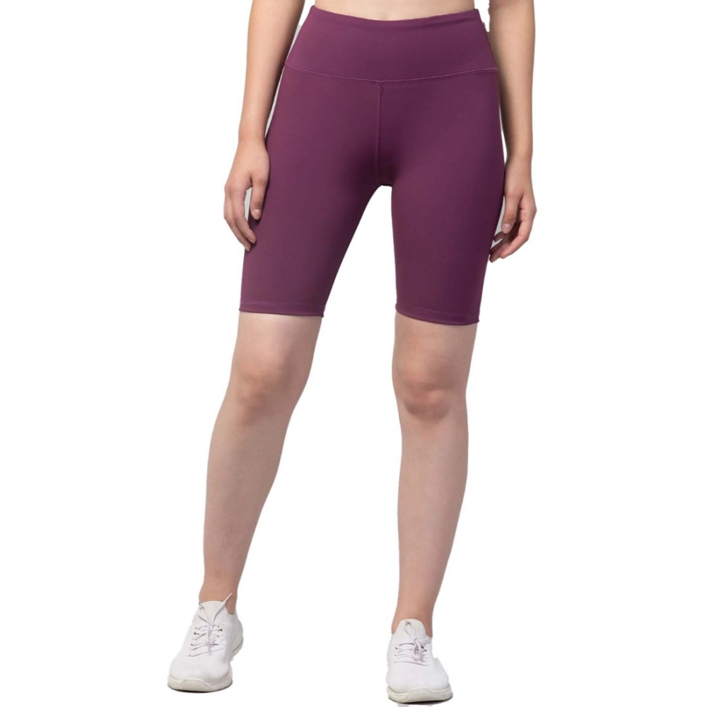 54157015126_b19ab18e55_o_d-1000x1000-1.webp Women's Polyester Solid Above Knee High-Rise Shorts (Purple) - Image 1
