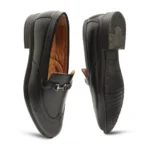 Men's Casual Faux Leather Solid Slip-on Formal Shoes (Black) - Image 2