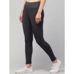 Women's Polyester Solid Ankle Length High-Rise Tights (Grey) - Image 2