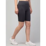 Women's Polyester Solid Above Knee High-Rise Shorts (Grey) - Image 5