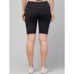 Women's Polyester Solid Above Knee High-Rise Shorts (Black) - Image 6