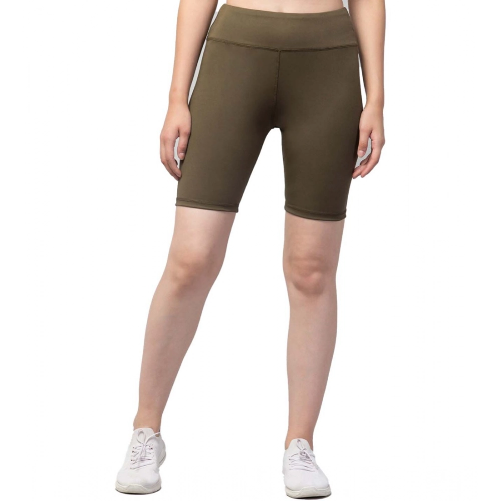 54157333659_b19f77ac43_o_d-1000x1000-1.webp Women's Polyester Solid Above Knee High-Rise Shorts (Olive) - Image 1