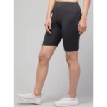 Women's Polyester Solid Above Knee High-Rise Shorts (Grey) - Image 3