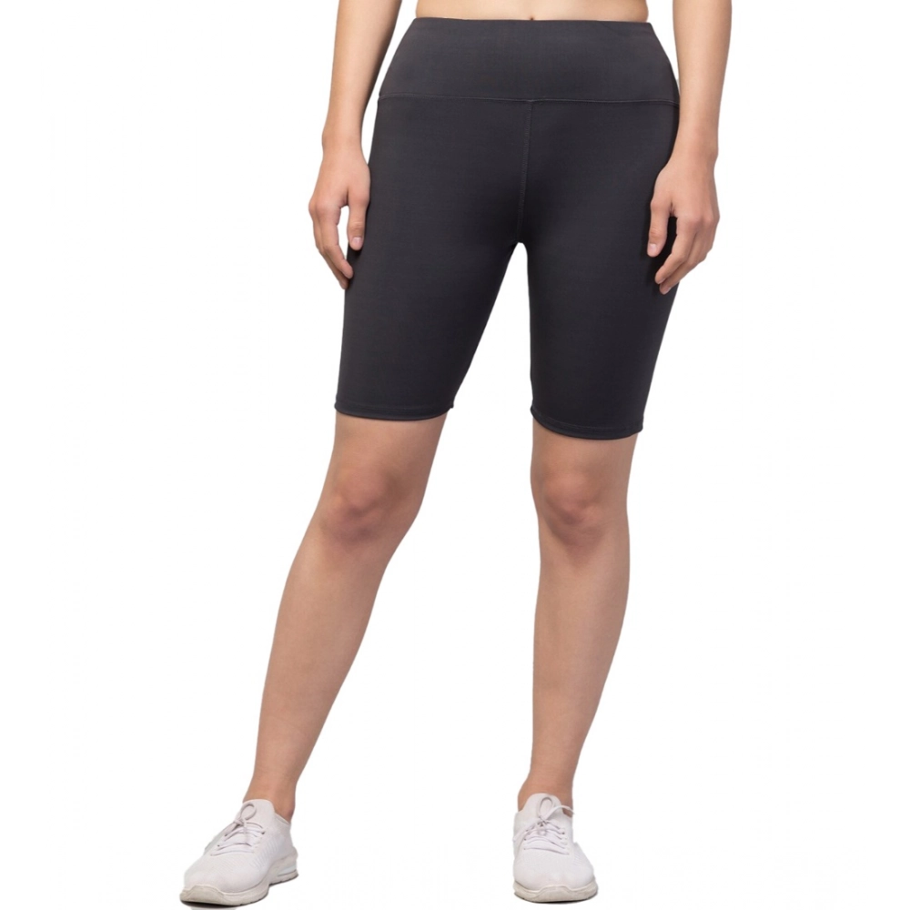 54157333879_6792649265_o_d-1000x1000-1.webp Women's Polyester Solid Above Knee High-Rise Shorts (Grey) - Image 1