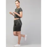 Women's Polyester Solid Above Knee High-Rise Shorts (Green) - Image 3