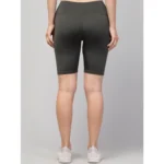 Women's Polyester Solid Above Knee High-Rise Shorts (Green) - Image 6