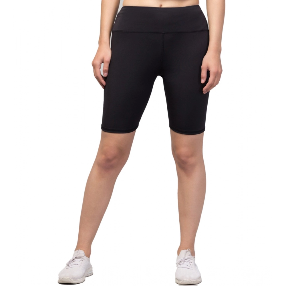 54157334034_c39367c054_o_d-1000x1000-1.webp Women's Polyester Solid Above Knee High-Rise Shorts (Black) - Image 1