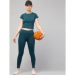 Women's Polyester Solid Ankle Length High-Rise Tights (Green) - Image 5