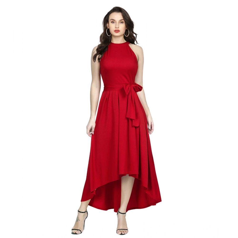 54162093862_32da8befd3_o_d-1000x1000-1.webp Women's Polyster Solid Halter Neck Sleeveless Dress (Red) - Image 1