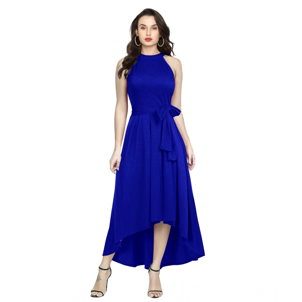 54162093877_0c2da4dbd0_o_d-1000x1000-1.webp Women's Polyster Solid Halter Neck Sleeveless Dress (Royal Blue) - Image 1