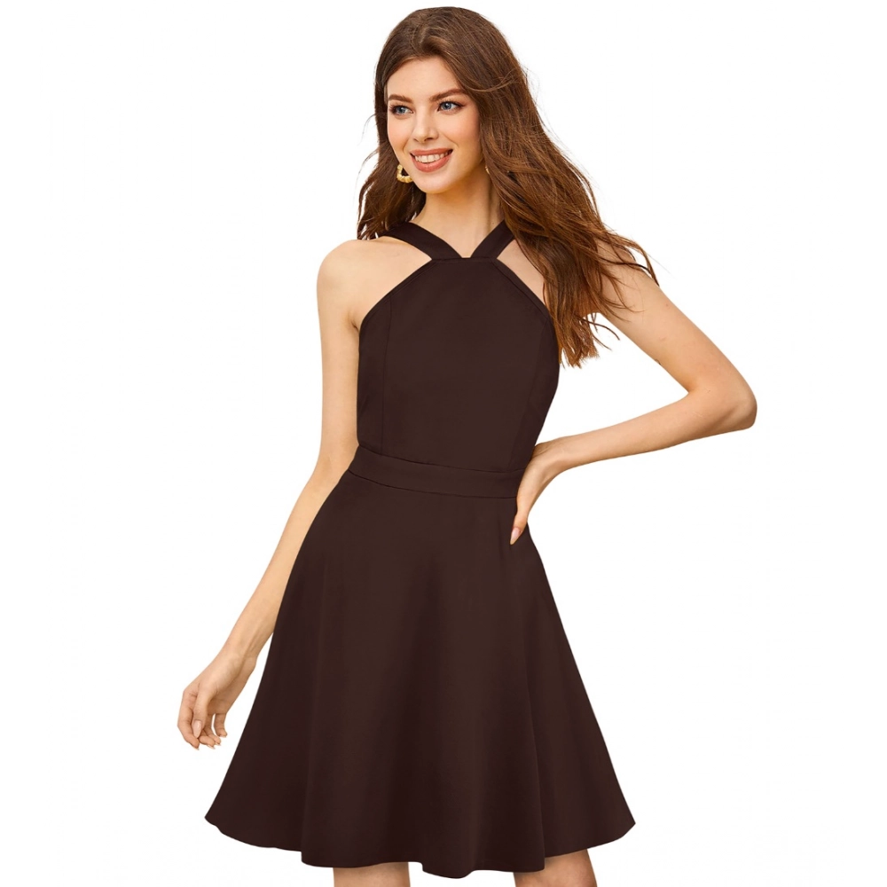 54162096317_9e3deb15cc_o_d-1000x1000-1.webp Women's Knitting stretchable Solid Halter Neck Sleeveless Dress (Coffee) - Image 1