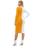 Women's Knitting stretchable Solid Round Neck Full Sleeve Dress (Yellow) - Image 5