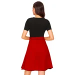 Women's Knitting stretchable Solid Round Neck Cap Sleeve Dress (Red) - Image 5
