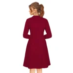 Women's Knitting stretchable Solid Round Neck Full Sleeve Dress (Maroon) - Image 5