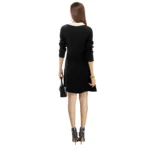 Women's Polyester Solid Collar 3-4th Dress (Black) - Image 5