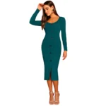 Women's Knitting stretchable Round Neck Full Sleeve Dress (Morpich ) - Image 4