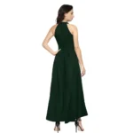 Women's Polyster Solid Halter Neck Sleeveless Dress (Green) - Image 2