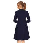 Women's Knitting stretchable Solid Round Neck Full Sleeve Dress (Blue) - Image 5