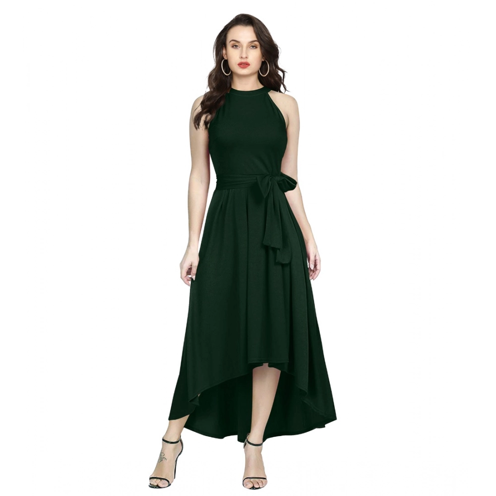 54163424090_11ef8324ea_o_d-1000x1000-1.webp Women's Polyster Solid Halter Neck Sleeveless Dress (Green) - Image 1