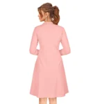 Women's Knitting stretchable Solid Round Neck Full Sleeve Dress (Peach) - Image 5