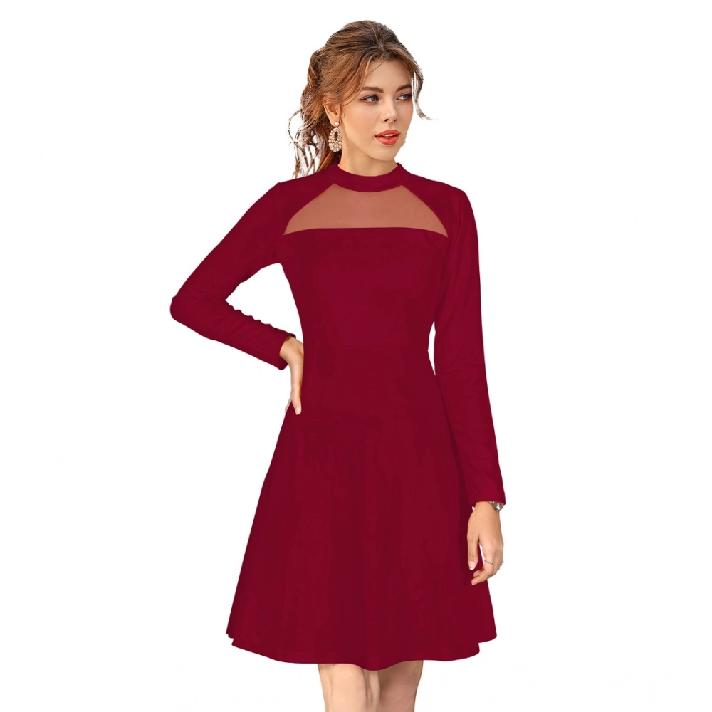 54163429360_85b1968f66_o_d-1000x1000-1.webp Women's Knitting stretchable Solid Round Neck Full Sleeve Dress (Maroon) - Image 1