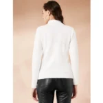 Women's Polyester Solid High Neck Full Sleeve T-Shirt (White) - Image 5