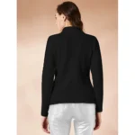 Women's Polyester Solid High Neck Full Sleeve T-Shirt (Black) - Image 5